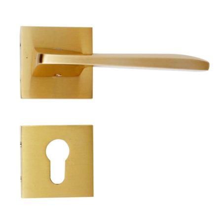 Handmade Matt Gold Finish Brass Mortise Door Lock Handle Set