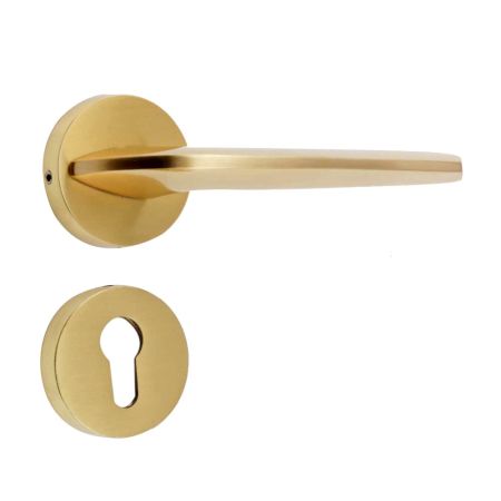 Handmade Golden Brass New Model Door Handle Lock Set