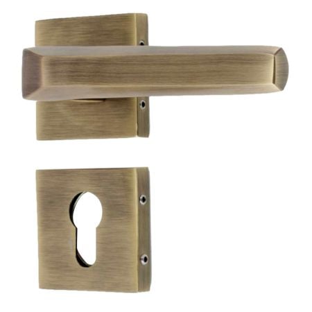 Handmade Antique Gold Brass  Mortise Door Lock Handle Set