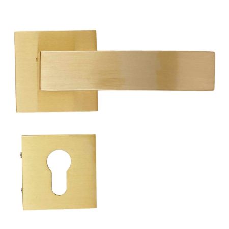 Handmade Gold Brushed Brass Mortise Door Lock Handle Set