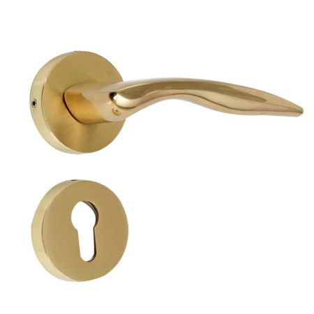 Handmade Polished Gold Brass Mortise Door Lock Handle Set
