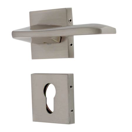 Handmade Silver Matt Finish Brass Mortise Door Lock Handle Set