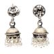 Handmade Oxidized Silver Pearl Floral Stud Jhumki Jhumka Earring