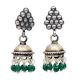 Handmade Oxidized Silver Jhumki Earrings  Grape Cluster And Green Bead Hanging