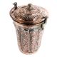 Handmade Brown Copper Floral Design Engraved Bucket And Lid