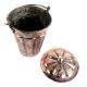 Handmade Brown Copper Bucket Or Balti With Carved Floral Design