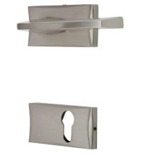 Handmade Satin Nickel Finish Brass Modern Square Design Mortise Door Lock Handle Set