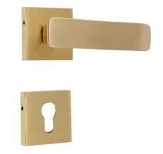 Handmade Golden Brass Modern Mortise Door Lock Handle Set
