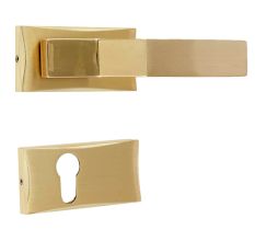 Handmade Golden Finish  Rectangle Mortise Door Lock Handle Set