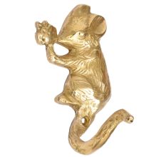 Handmade Golden Color Brass Metal Rat Animal Wall Hooks