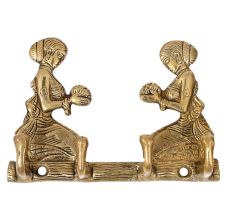 Handmade Golden Brass Welcome Ladies Key Holder With 4 Hooks