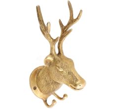 Brass Deer Hook With 2 Khooti For Stylish Home Decor