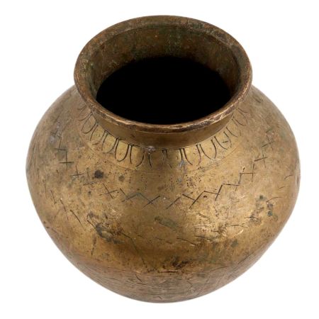 Handmade Brown Gold Brass Water Pot With Rustic Design