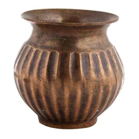 Handmade Brown Brass Pot With fluted Design