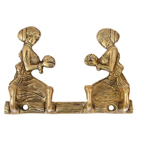 Handmade Golden Brass Welcome Ladies Key Holder With 4 Hooks