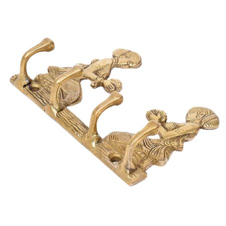 Handmade Golden Brass Welcome Ladies Key Holder With 4 Hooks