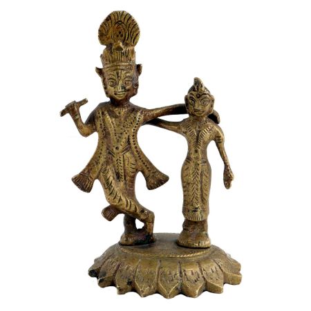 Standing Radhe Krishna Idol In Brass For Awesome Couple Gifting