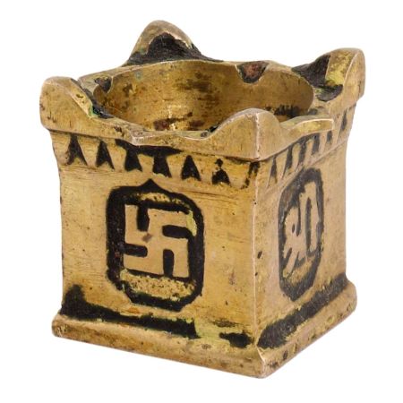 Brass Lamp Square With Om Symbol For Pooja Room