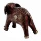 Brass Tribal Standing Elephant With Intricate Detailing In Gold