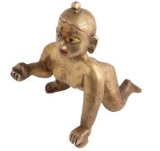 Crawling Krishna Big Statue In Brass