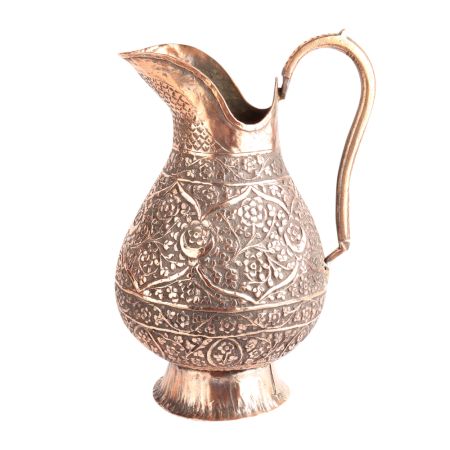 Vintage Copper Jug Carved Islamic Art For Home Decor