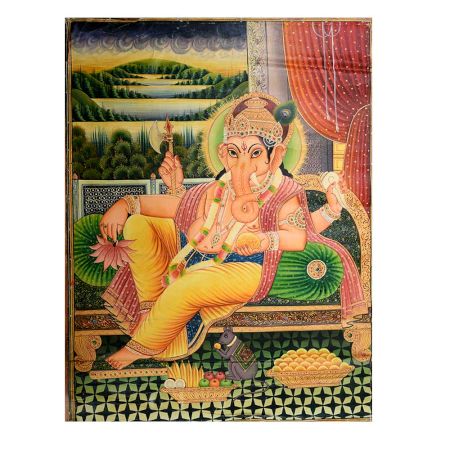 Handmade Ganesh Painting With Mooshak