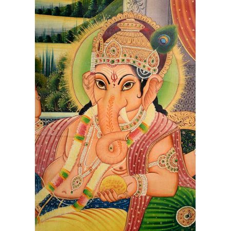 Handmade Ganesh Painting With Mooshak