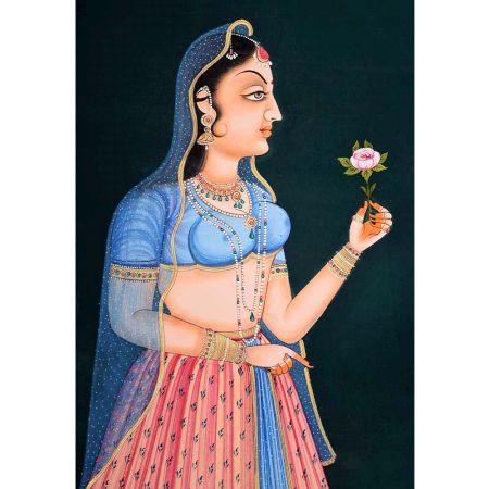 Canvas Mughal Portrait Painting of a Princess