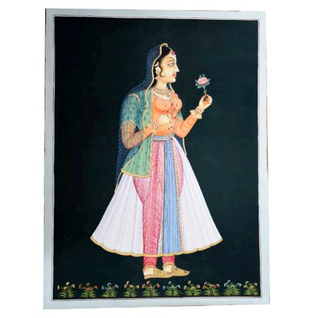 Handmade Canvas Painting Of Mughal Queen Mumtaz Mahal
