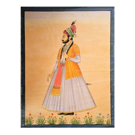 Indian Canvas Painting Of Mughal Emperor Jahangir