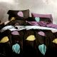 Black Leafy Pattern Micro Fabric Design Double Bedsheet With 2 Pillow Covers