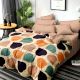 Multicolored Pan Motifs Beige Micro Fabric Comforter Set Double Bed Sheet With 2 pillow Covers