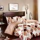 Brown Micro Fabric Geometric Diamond Pattern Double Bed sheets with 2 Complementary Pillow Covers