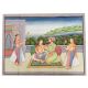 Canvas Mughal Painting Of Emperor Shah-Jahan And Mumtaz Love Scene