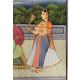 Canvas Mughal Painting Of Emperor Shah-Jahan And Mumtaz Love Scene