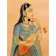 Canvas Mughal Painting Depicting a Lady Holding Orange Flowers