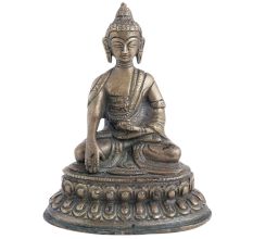 Handmade Antique Black Finish Brass Meditating Buddha Statue