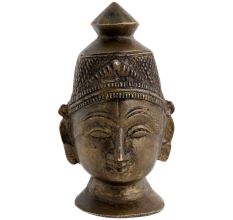 Handcrafted Brown Brass Buddha Head Showpiece