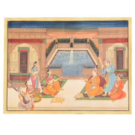Handmade Mughal Canvas painting Of Royal Beloveds