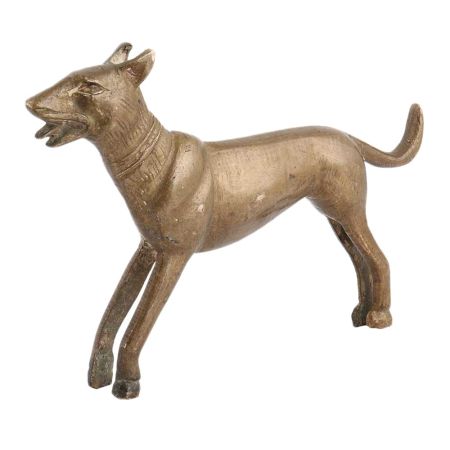 Handmade Antique Golden Brass Standing Dog Statue