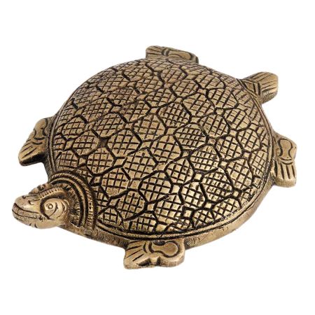 Handmade Golden Polished Brass Metal Turtle Statue
