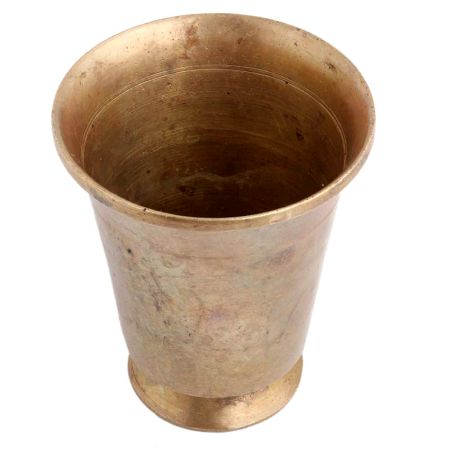 Handmade Antique Brass Metal Glass Tumbler With Round Bottom