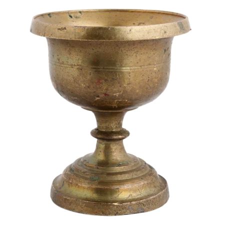 Handmade Antique Brass Cup With Round Bottom On A Stand