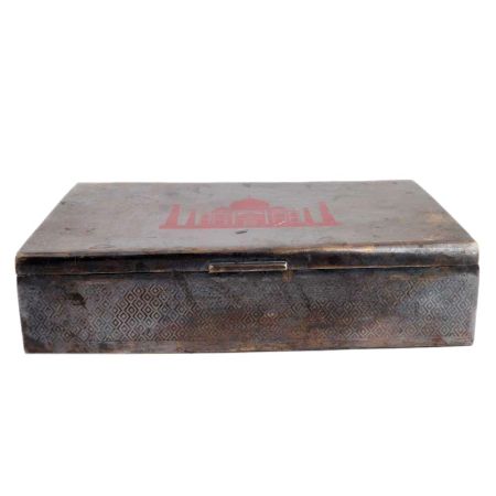 Handmade Black Brass Rectangular Trinket Box With Taj Mahal
