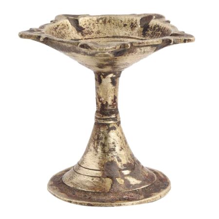 Handmade Golden Brown Brass Five Face Diya Oil Lamp Or Diya