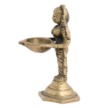 Handmade Antique Brass Paavai Vilakku Brass Oil Lamp