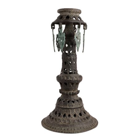Handmade Black Carved Buddha Prayer Stand With Hangings