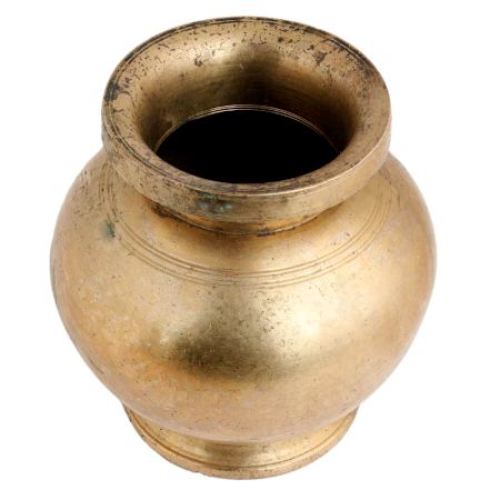 Handmade Golden Brass Water Pot Or Ghada For Ceremonies