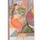 Handmade Canvas Painting of Mughal Emperor In Open Terrace Harem Court