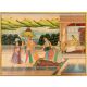 Hand painted Art Canvas Mughal Painting Of King And Queen Enjoying Wine